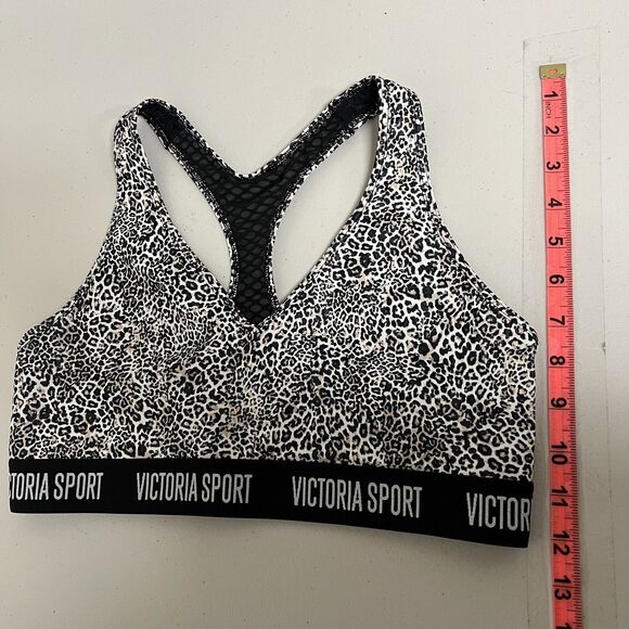 Victoria Sport Leopard Print Sports Bra XS Mesh Racerback Pullover Athleisure - Picture 3 of 7